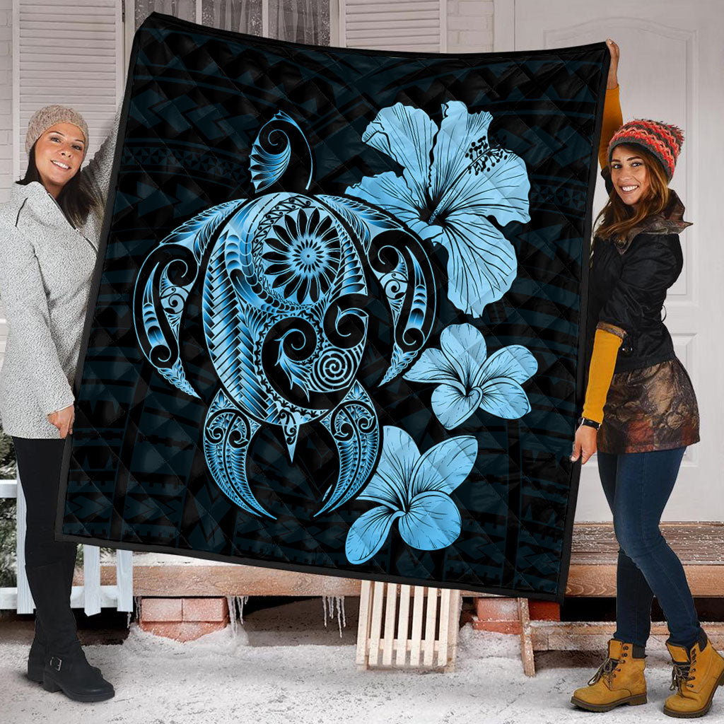 Hawaii Premium Quilt Hibiscus Plumeria Mix Polynesian Turtle