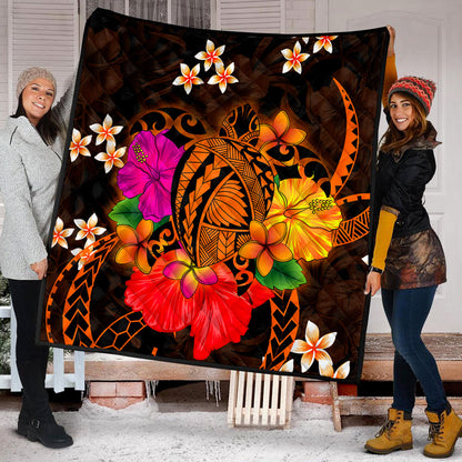 Hawaii Premium Quilt Polynesia Tribal Turtle Tropical Flower