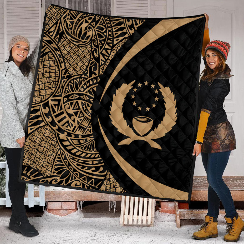 Pohnpei State Premium Quilt Lauhala Gold Circle Style
