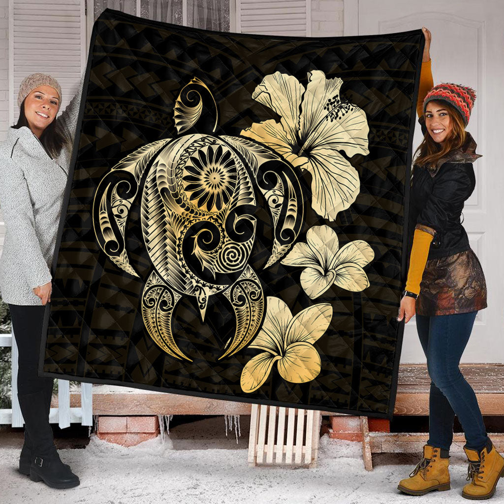 Hawaii Premium Quilt Hibiscus Plumeria Mix Polynesian Turtle