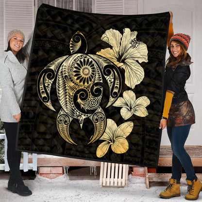 Hawaii Premium Quilt Hibiscus Plumeria Mix Polynesian Turtle