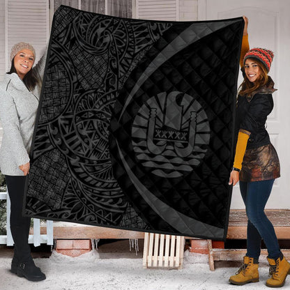 French Polynesia Premium Quilt Lauhala Gray Circle Style