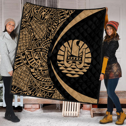 French Polynesia Premium Quilt Lauhala Gold Circle Style