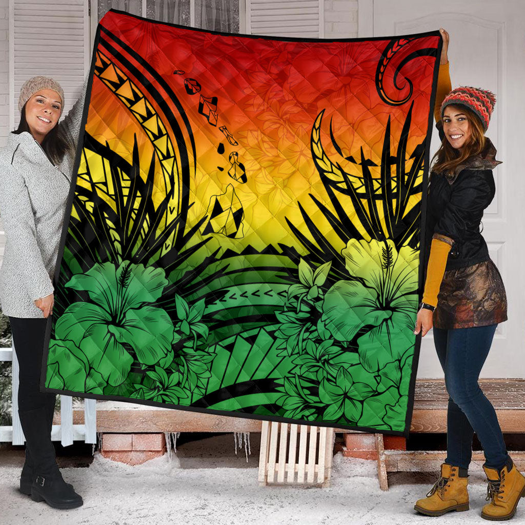 Hawaii Premium Quilt Map Polynesian Tattoo Tropical Summer