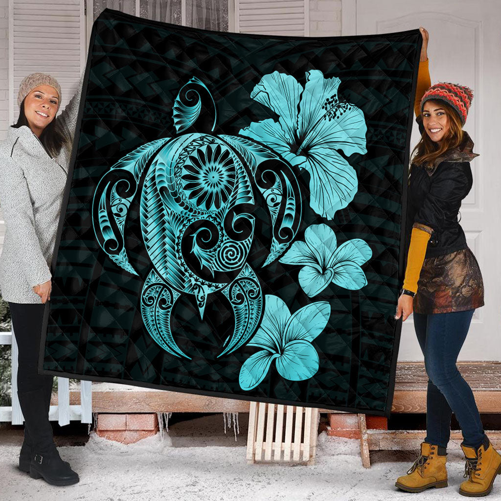 Hawaii Premium Quilt Hibiscus Plumeria Mix Polynesian Turtle