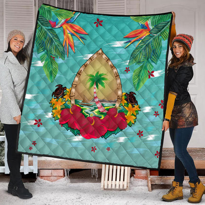 Guam Premium Quilt Latte Stones Hibiscus