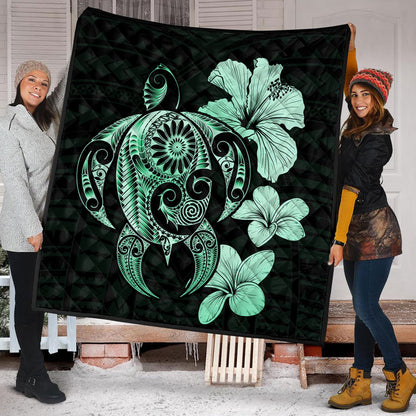 Hawaii Premium Quilt Hibiscus Plumeria Mix Polynesian Turtle