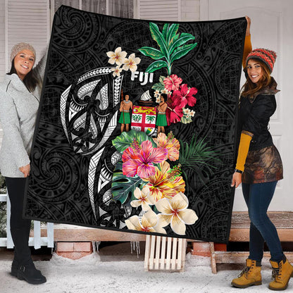 Fiji Premium Quilt Coat Of Arms Polynesian With Hibiscus