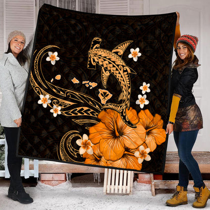 Hawaii Premium Quilt Kanaka Map And Shark Tribal Tattoo