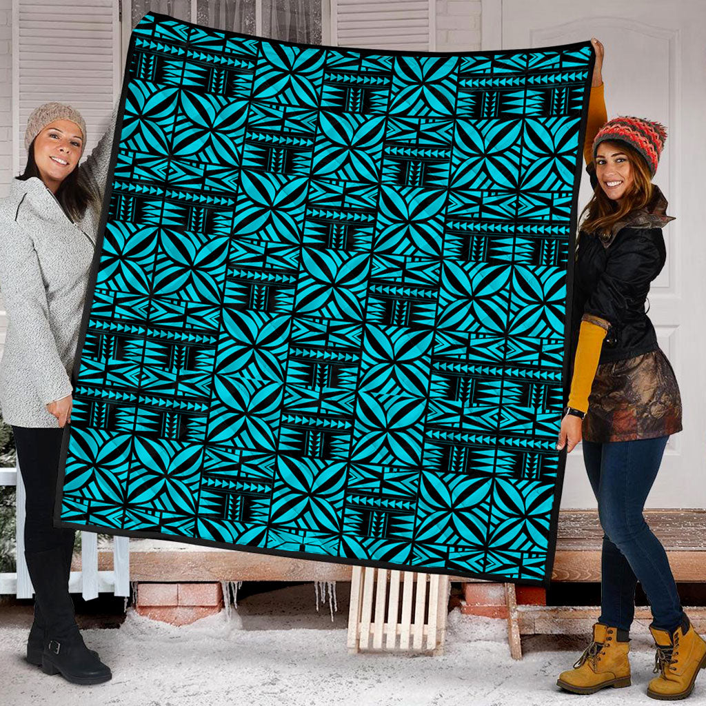 Samoa Premium Quilt Design Stretch Print Fabric Turquoise