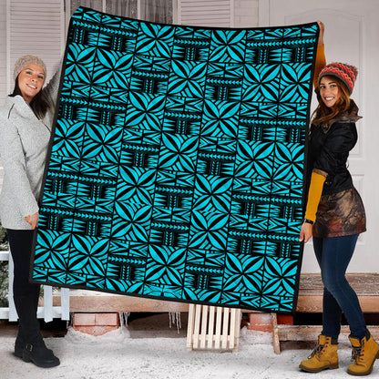 Samoa Premium Quilt Design Stretch Print Fabric Turquoise