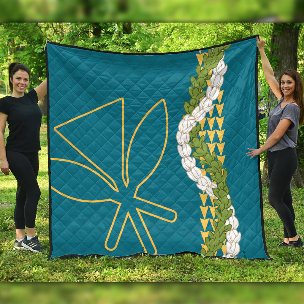 Hawaii Premium Quilt Kanaka Maoli Puakenikeni Maile Flower Lei