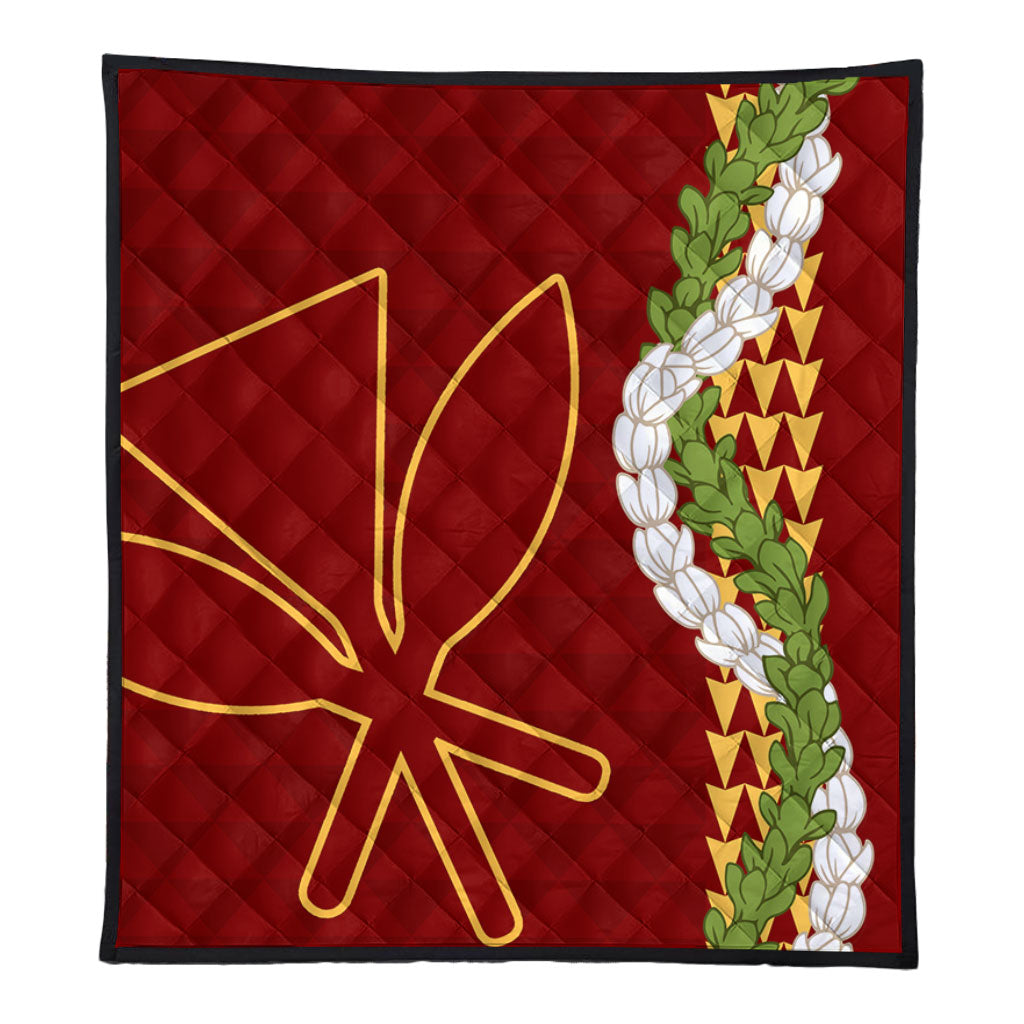 Hawaii Premium Quilt Kanaka Maoli Puakenikeni Maile Flower Lei