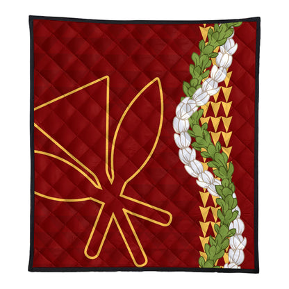 Hawaii Premium Quilt Kanaka Maoli Puakenikeni Maile Flower Lei