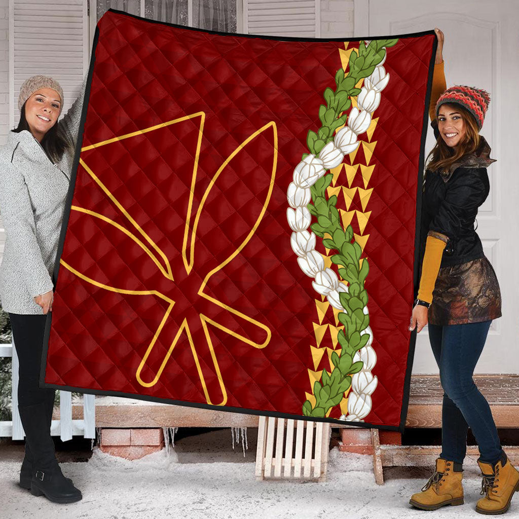 Hawaii Premium Quilt Kanaka Maoli Puakenikeni Maile Flower Lei