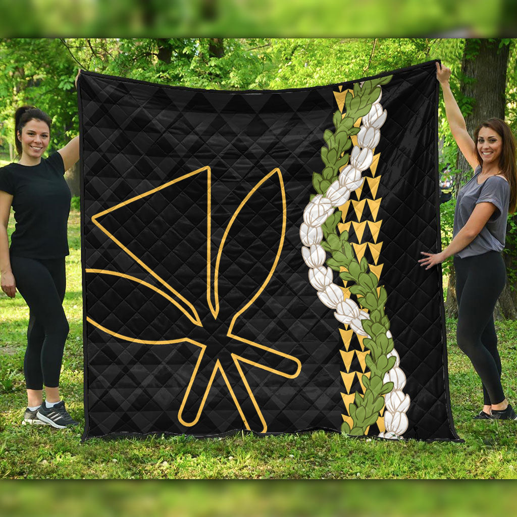 Hawaii Premium Quilt Kanaka Maoli Puakenikeni Maile Flower Lei