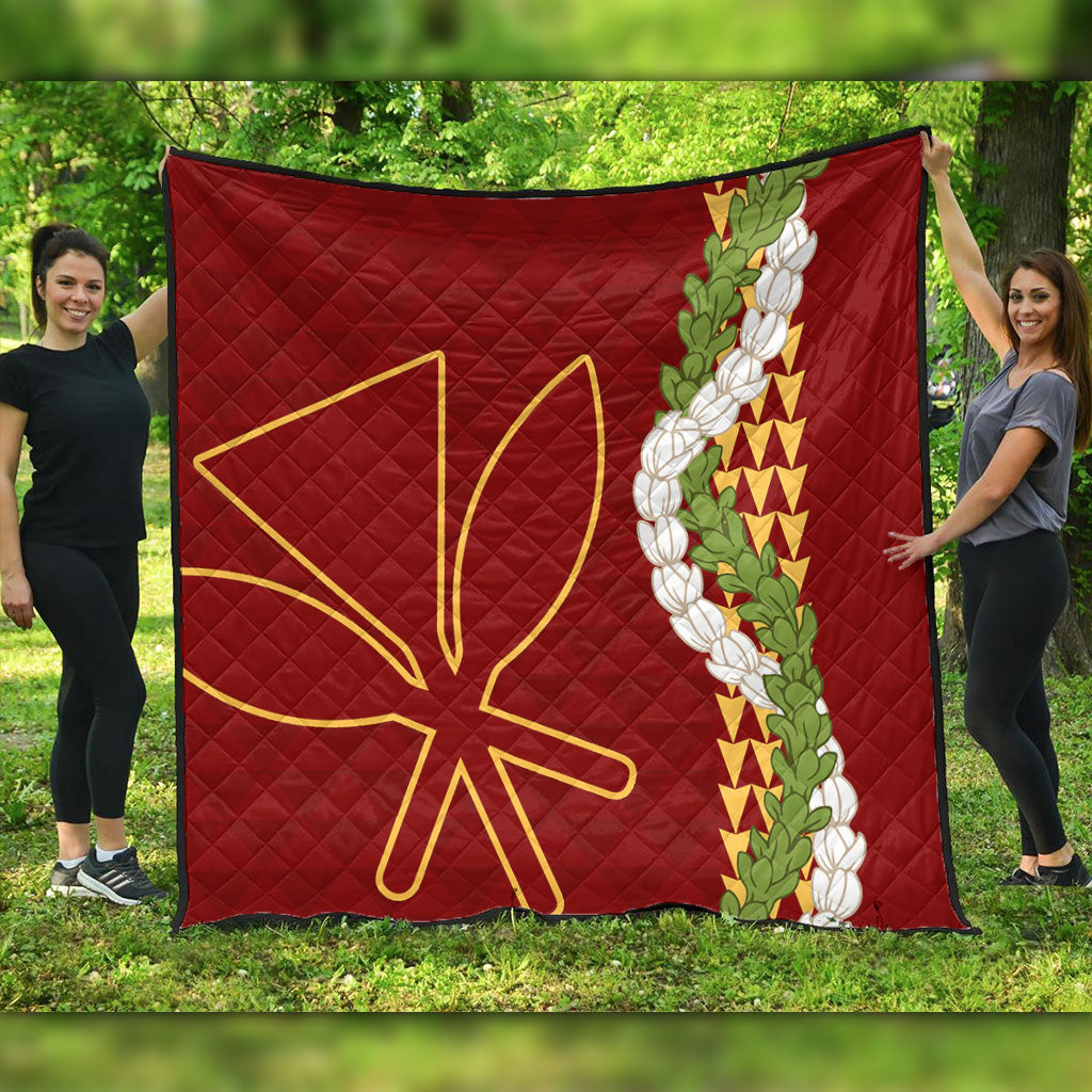 Hawaii Premium Quilt Kanaka Maoli Puakenikeni Maile Flower Lei