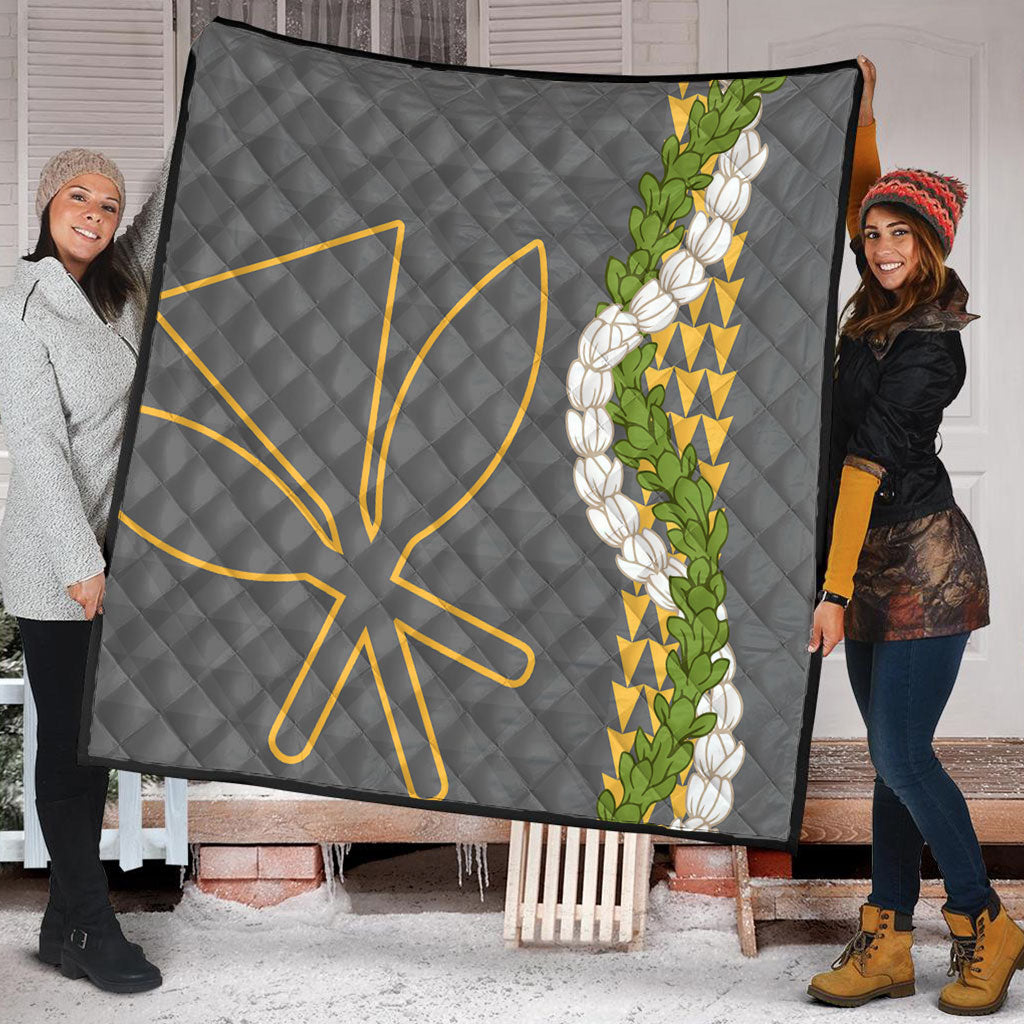 Hawaii Premium Quilt Kanaka Maoli Puakenikeni Maile Flower Lei