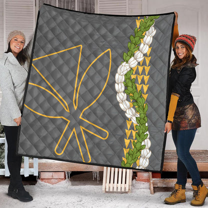 Hawaii Premium Quilt Kanaka Maoli Puakenikeni Maile Flower Lei