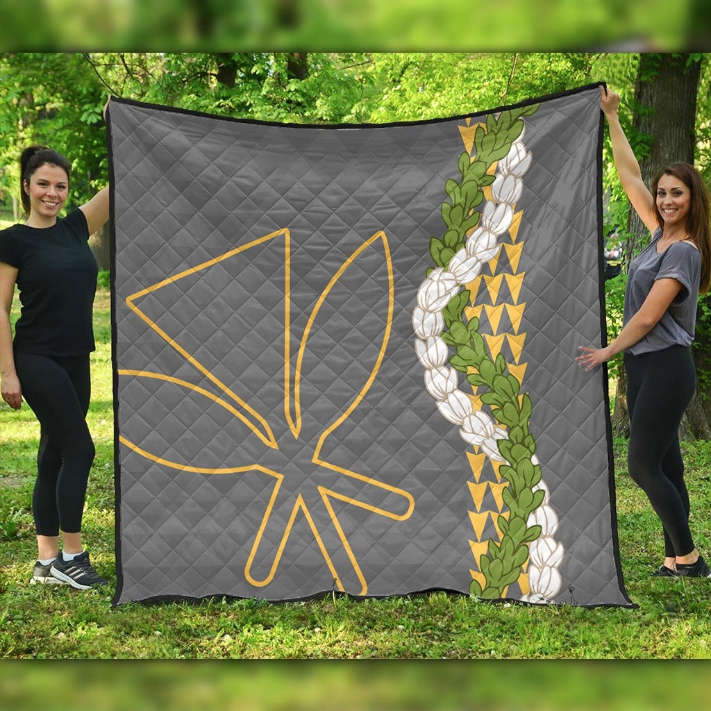 Hawaii Premium Quilt Kanaka Maoli Puakenikeni Maile Flower Lei