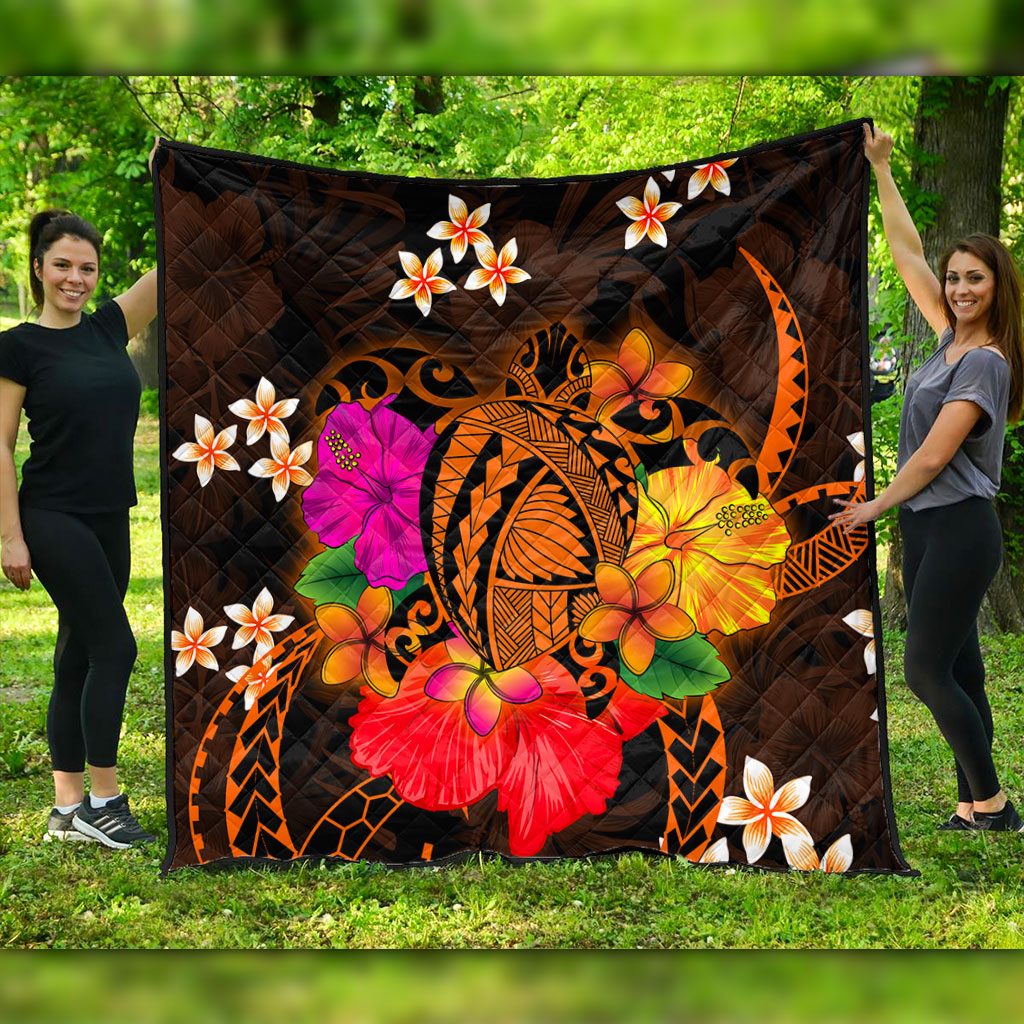 Hawaii Premium Quilt Polynesia Tribal Turtle Tropical Flower