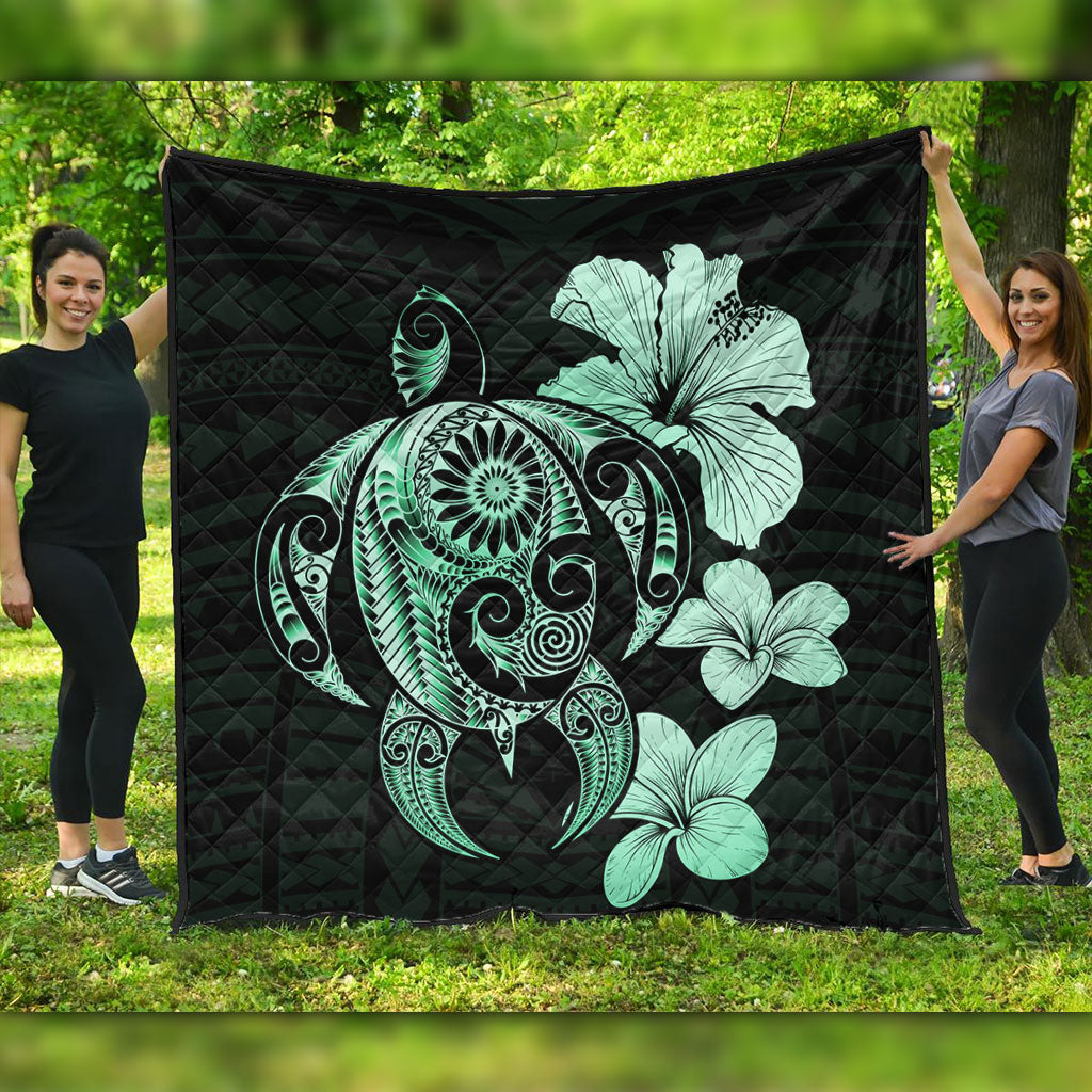 Hawaii Premium Quilt Hibiscus Plumeria Mix Polynesian Turtle
