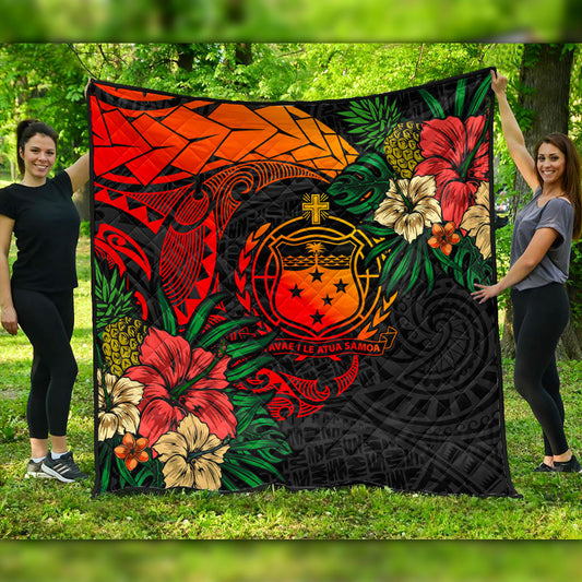 Samoa Premium Quilt Polynesian Coat Of Arms Tropical