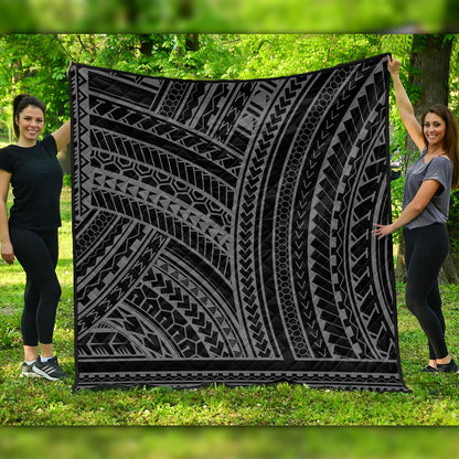 Hawaii Premium Quilt Polynesia Pattern Gray