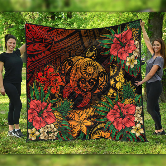 Hawaii Premium Quilt Tribal Polynesia Sea Turtle Design Pacific Dream