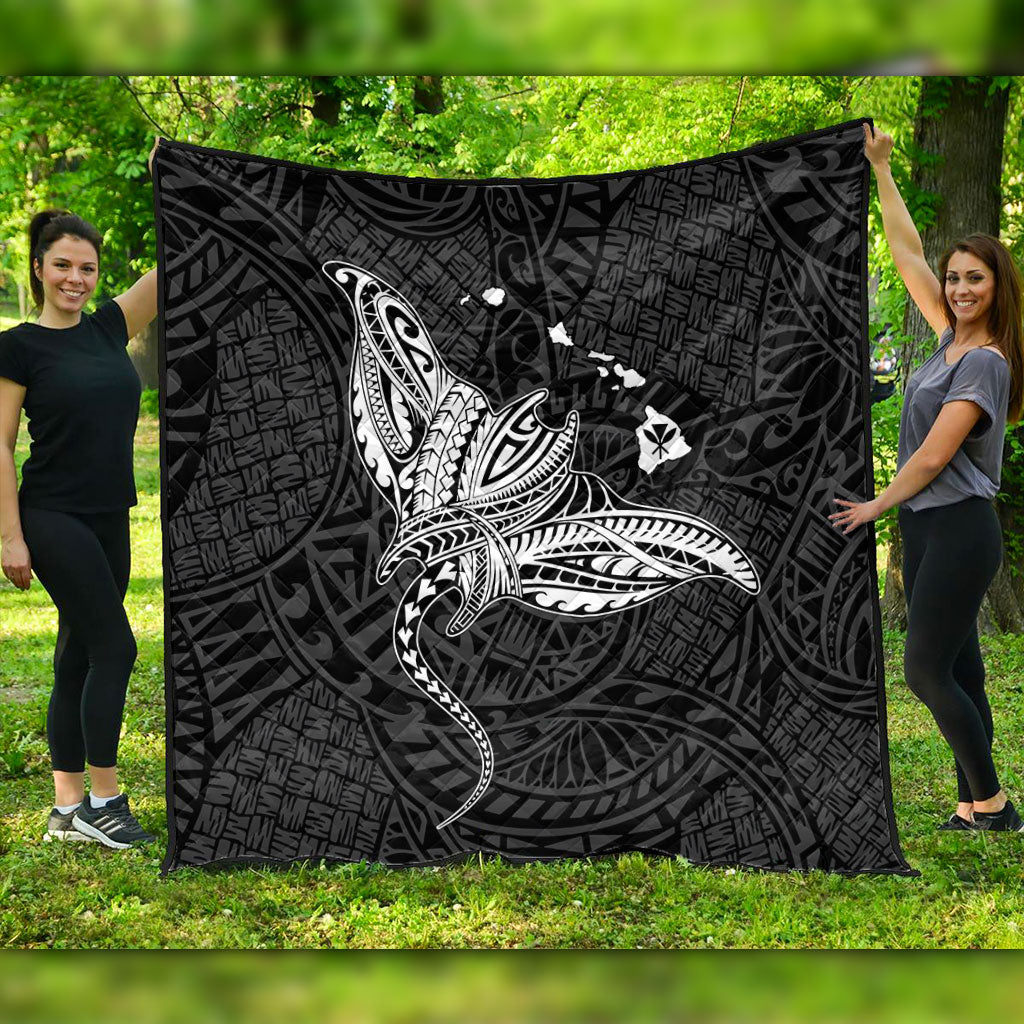 Hawaii Premium Quilt Hawaiian Map Polynesian Tribal Ray Tattoo