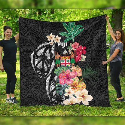 Fiji Premium Quilt Coat Of Arms Polynesian With Hibiscus