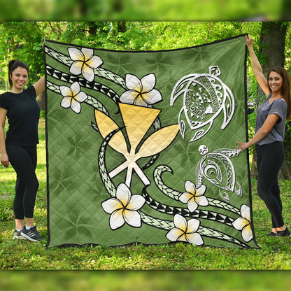Hawaii Premium Quilt Kanaka And Turtle Map Plumeria Polynesia