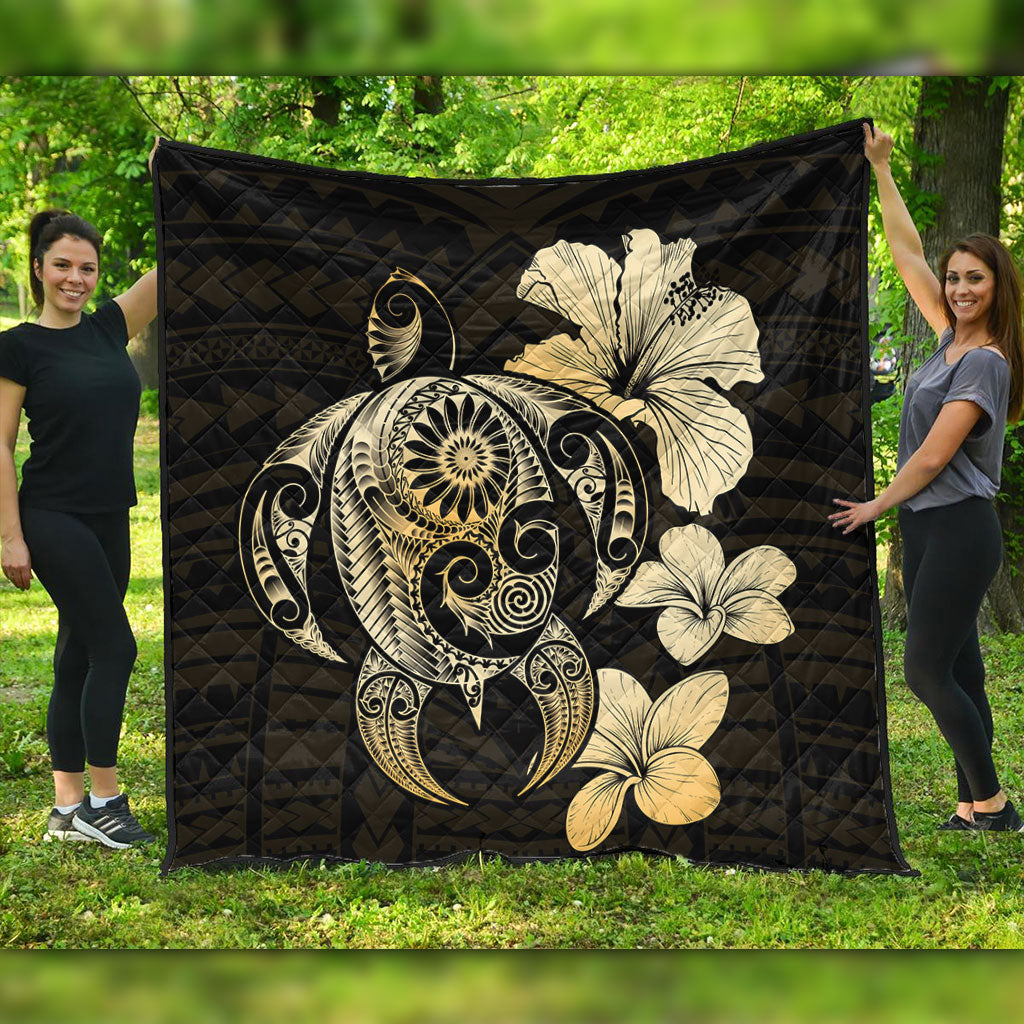 Hawaii Premium Quilt Hibiscus Plumeria Mix Polynesian Turtle