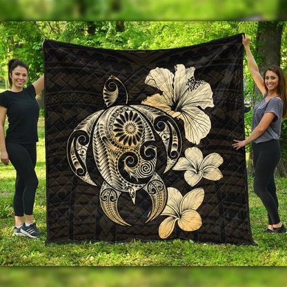 Hawaii Premium Quilt Hibiscus Plumeria Mix Polynesian Turtle