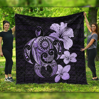 Hawaii Premium Quilt Hibiscus Plumeria Mix Polynesian Turtle