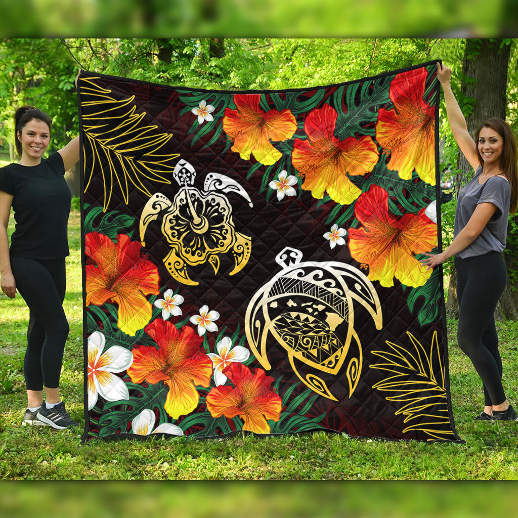 Hawaii Premium Quilt Polynesian Tribal Floral Turtle