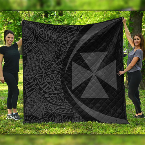 Wallis And Futuna Premium Quilt Lauhala Gray Circle Style