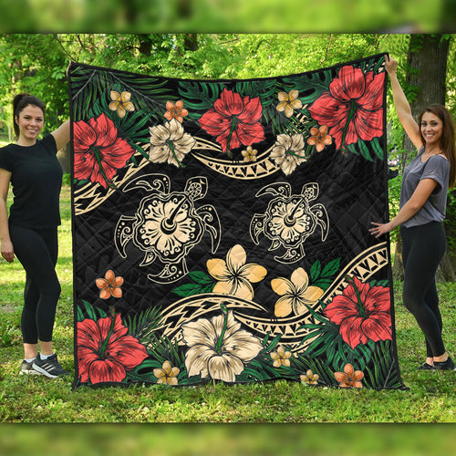 Hawaii Premium Quilt Hawaiian Map Turtle Drawing Tattoo