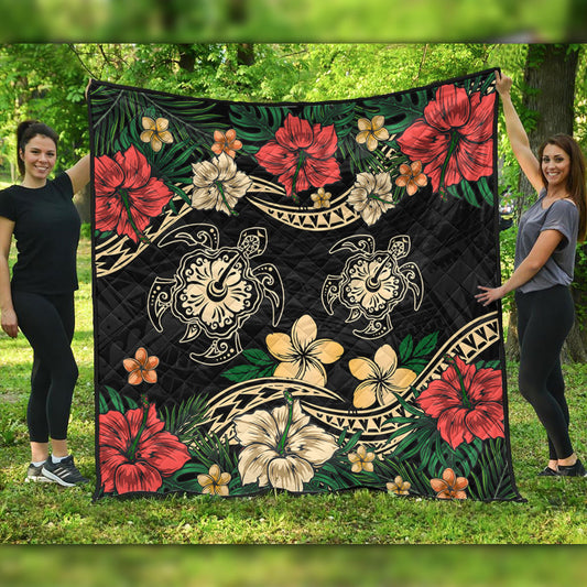 Hawaii Premium Quilt Hawaiian Map Turtle Drawing Tattoo