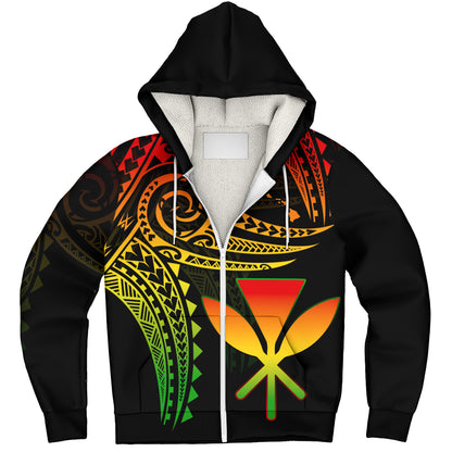 Hawaii Sherpa Hoodie Polynesian Flame Of Hawaii Style
