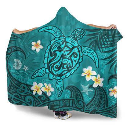 Hawaii Hooded Blanket Hawaiian Sea Turtle & Floral Dreams