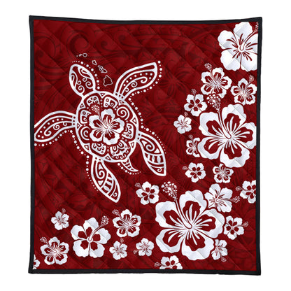 Hawaii Premium Quilt Tribal Hibiscus Flower Graphic Turtle Tatoo