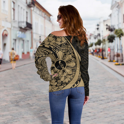 Philippines Filipinos Off Shoulder Sweatshirt Custom National Sampaguita Flower Symbols Style