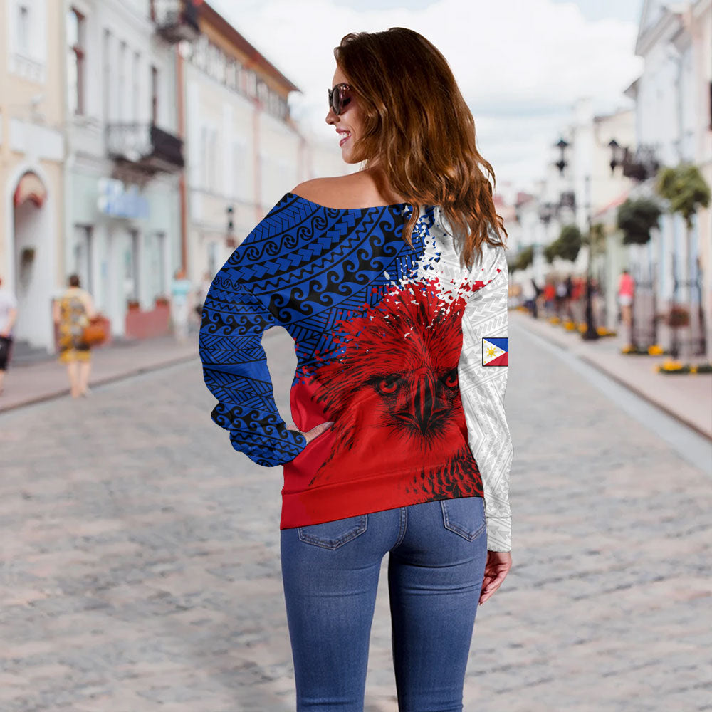 Philippines Filipinos Off Shoulder Sweatshirt Tribal Spirit Filipino Pride Design