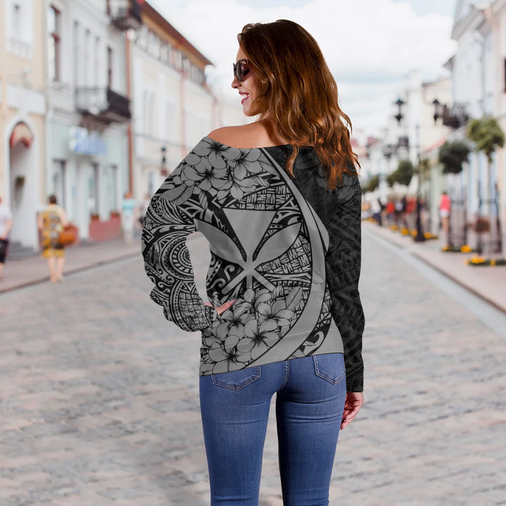 Hawaii Off Shoulder Sweatshirt National Plumeria Flower Symbols Style
