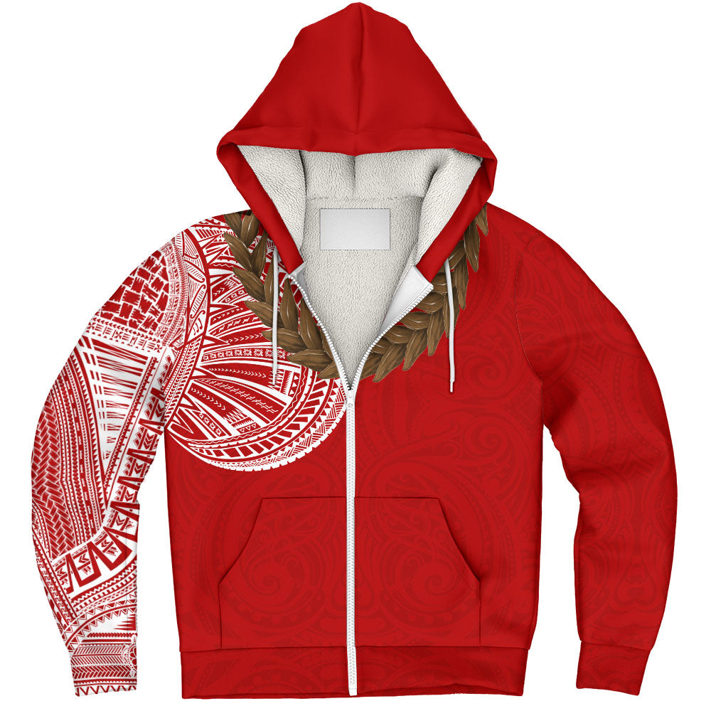 Samoa Sherpa Hoodie Tattoo Roman Reigns With Ula Fala Style Brown