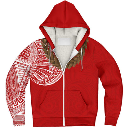 Samoa Sherpa Hoodie Tattoo Roman Reigns With Ula Fala Style Brown