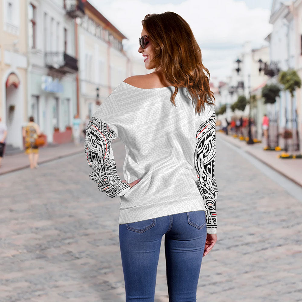 Hawaii Off Shoulder Sweatshirt Original Polynesian And Tribal Tattoo Design