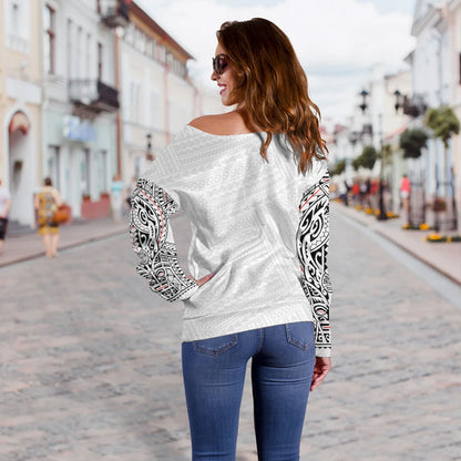 Hawaii Off Shoulder Sweatshirt Original Polynesian And Tribal Tattoo Design