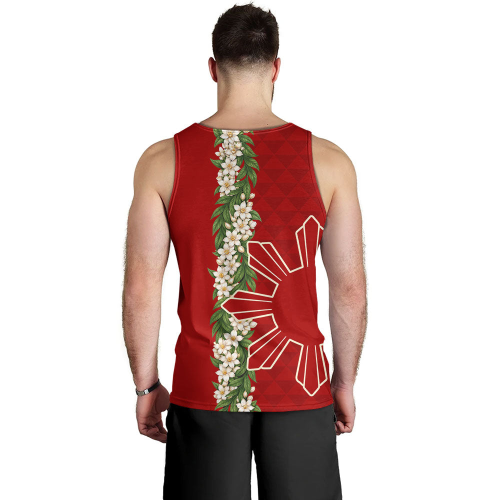 Philippines Filipinos Tank Top Sampaguita Flower Sun Pattern Island Style